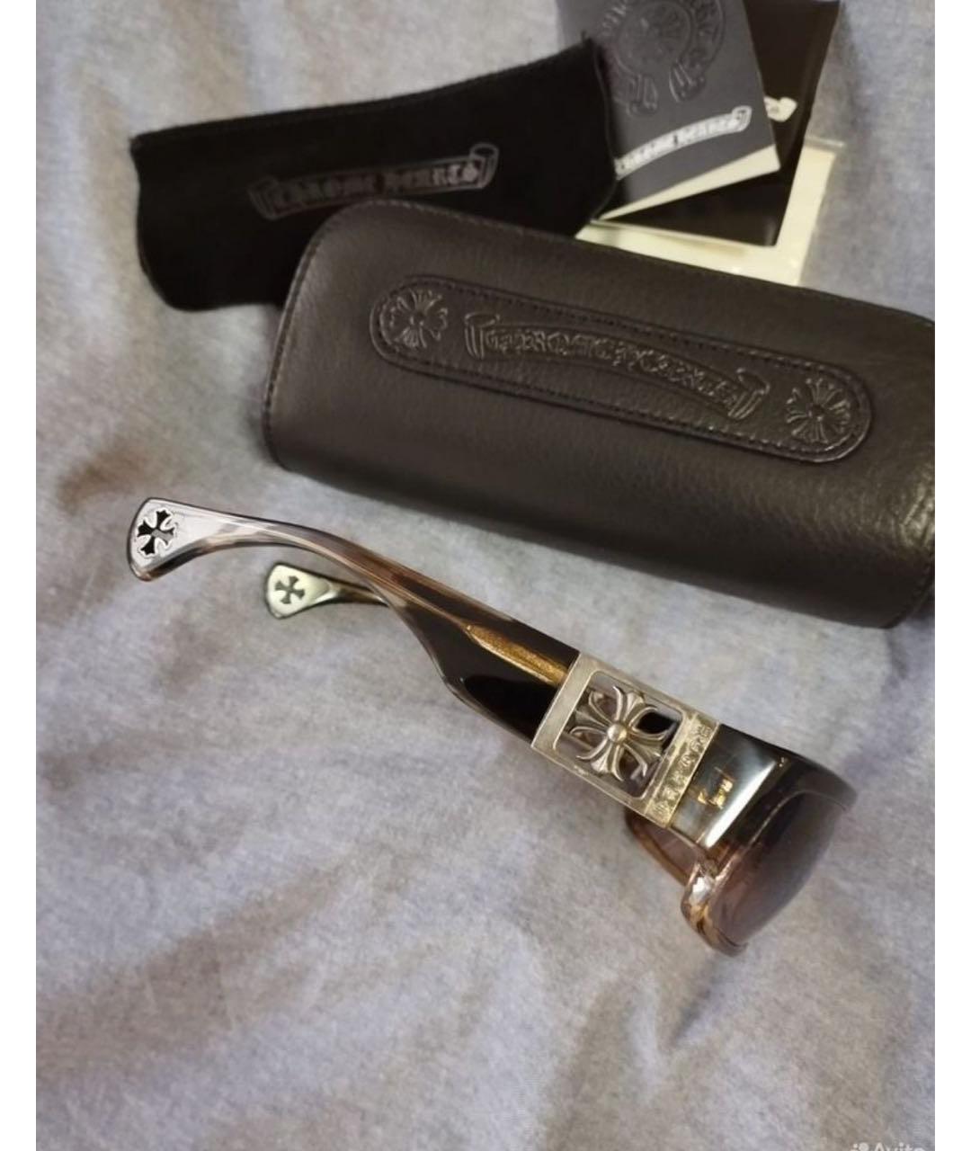 CHROME HEARTS Коричневые пластиковые солнцезащитные очки, фото 2
