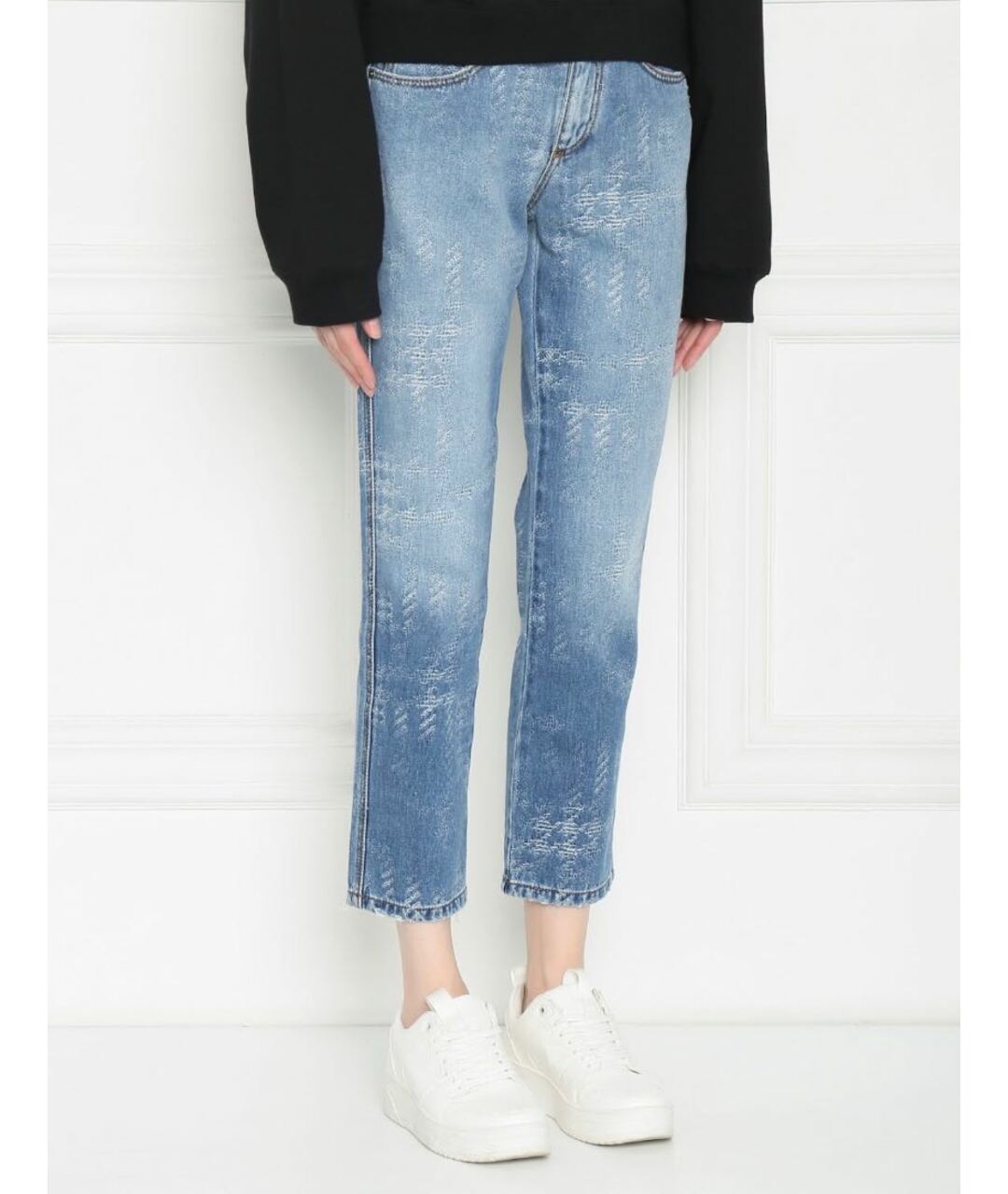 ERMANNO SCERVINO Голубые хлопко-эластановые прямые джинсы, фото 3