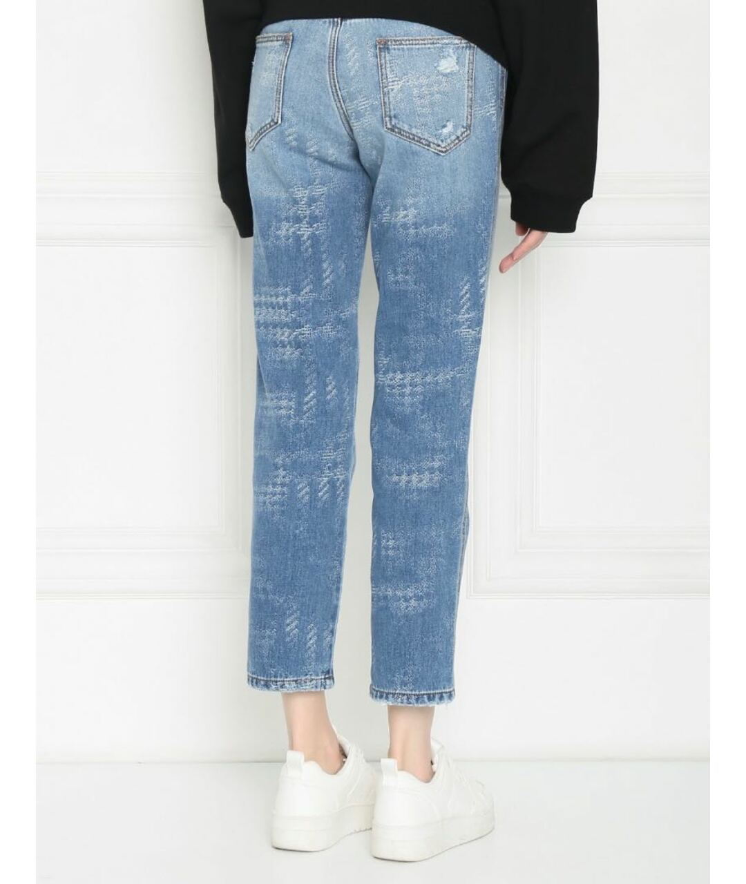 ERMANNO SCERVINO Голубые хлопко-эластановые прямые джинсы, фото 4