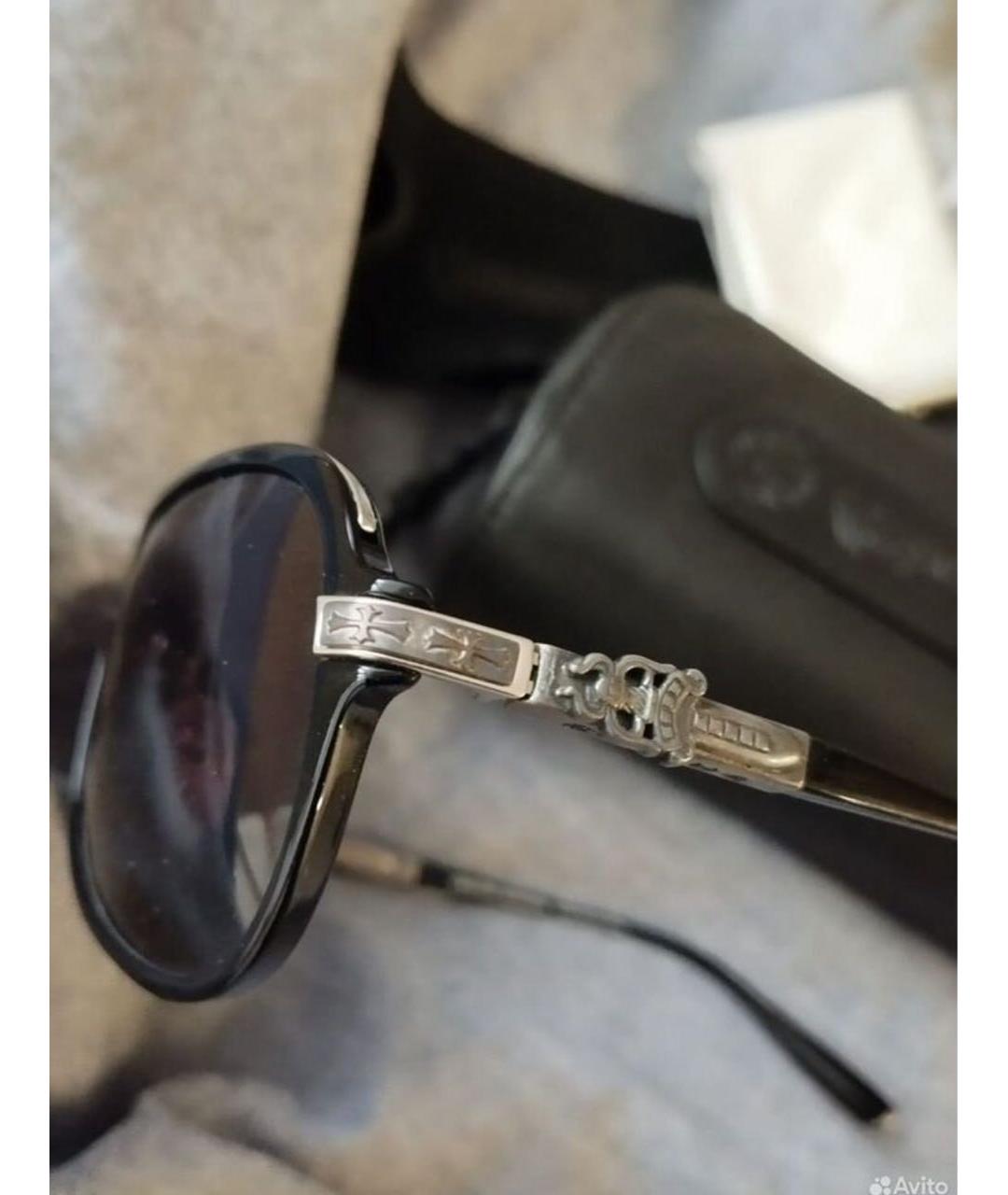 CHROME HEARTS Черные металлические солнцезащитные очки, фото 2