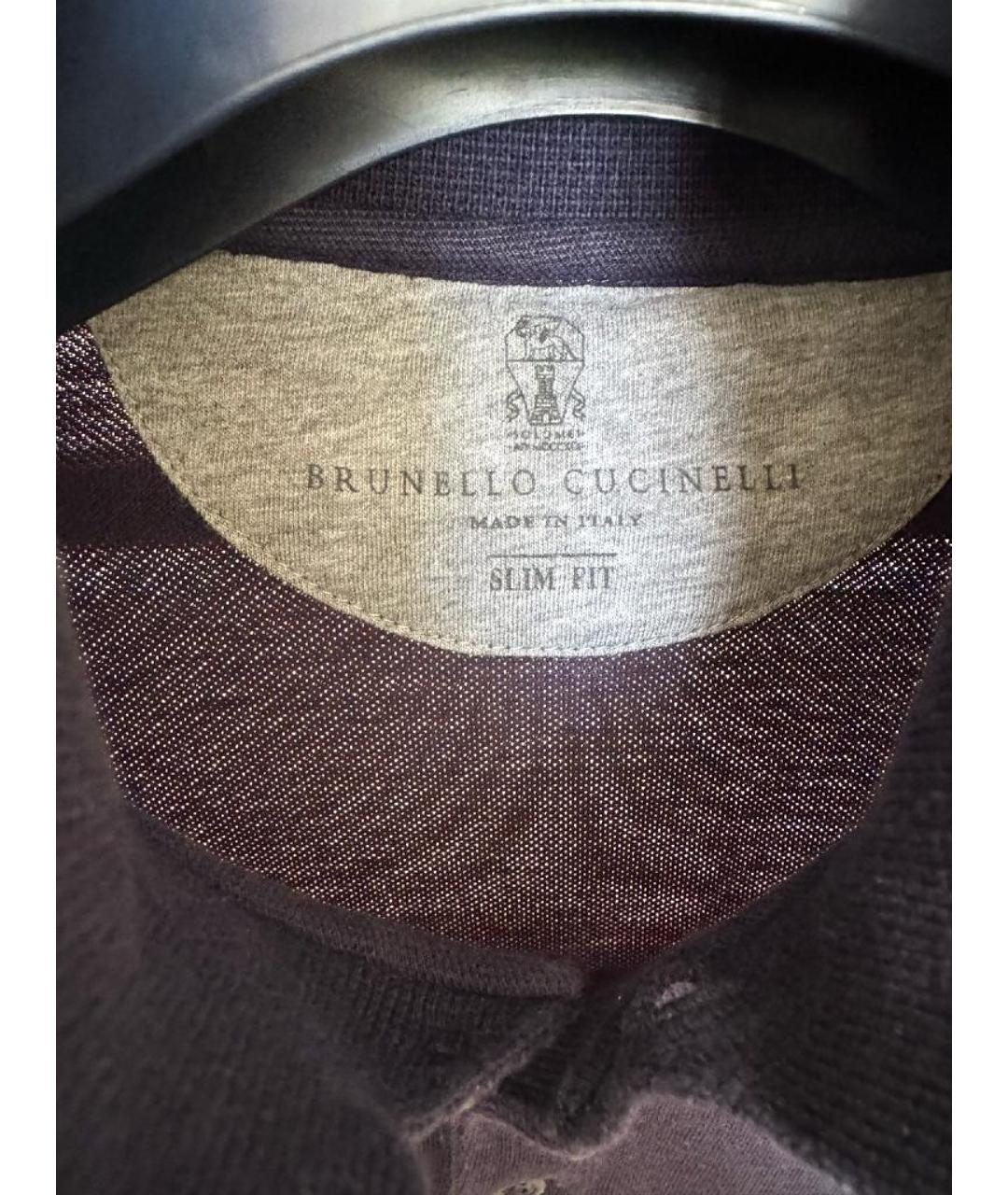 BRUNELLO CUCINELLI Синее хлопковое поло с коротким рукавом, фото 3