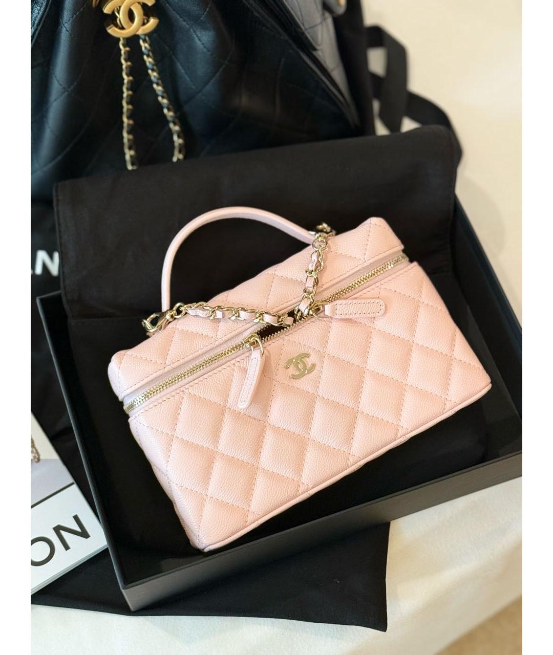 CHANEL Розовая кожаная сумка с короткими ручками, фото 4