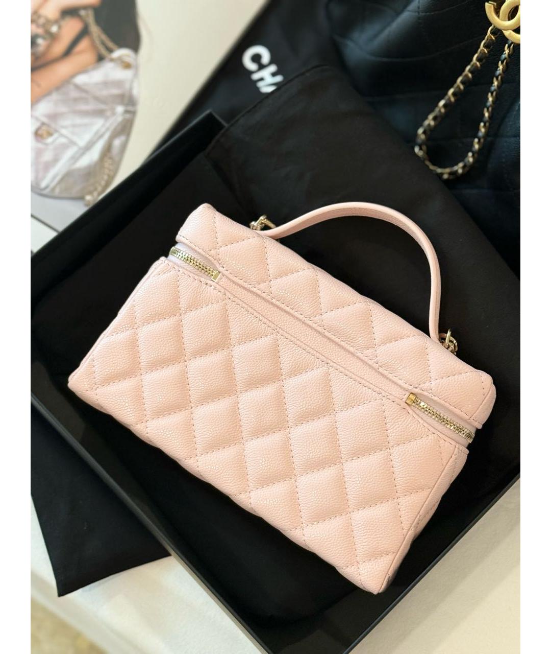 CHANEL Розовая кожаная сумка с короткими ручками, фото 3