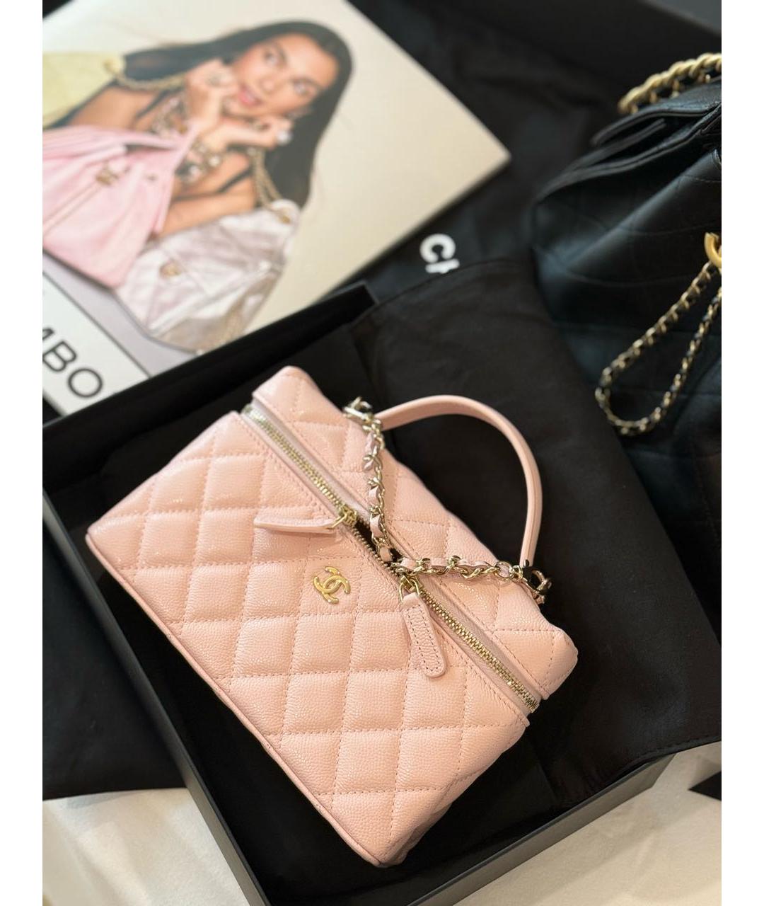 CHANEL Розовая кожаная сумка с короткими ручками, фото 2