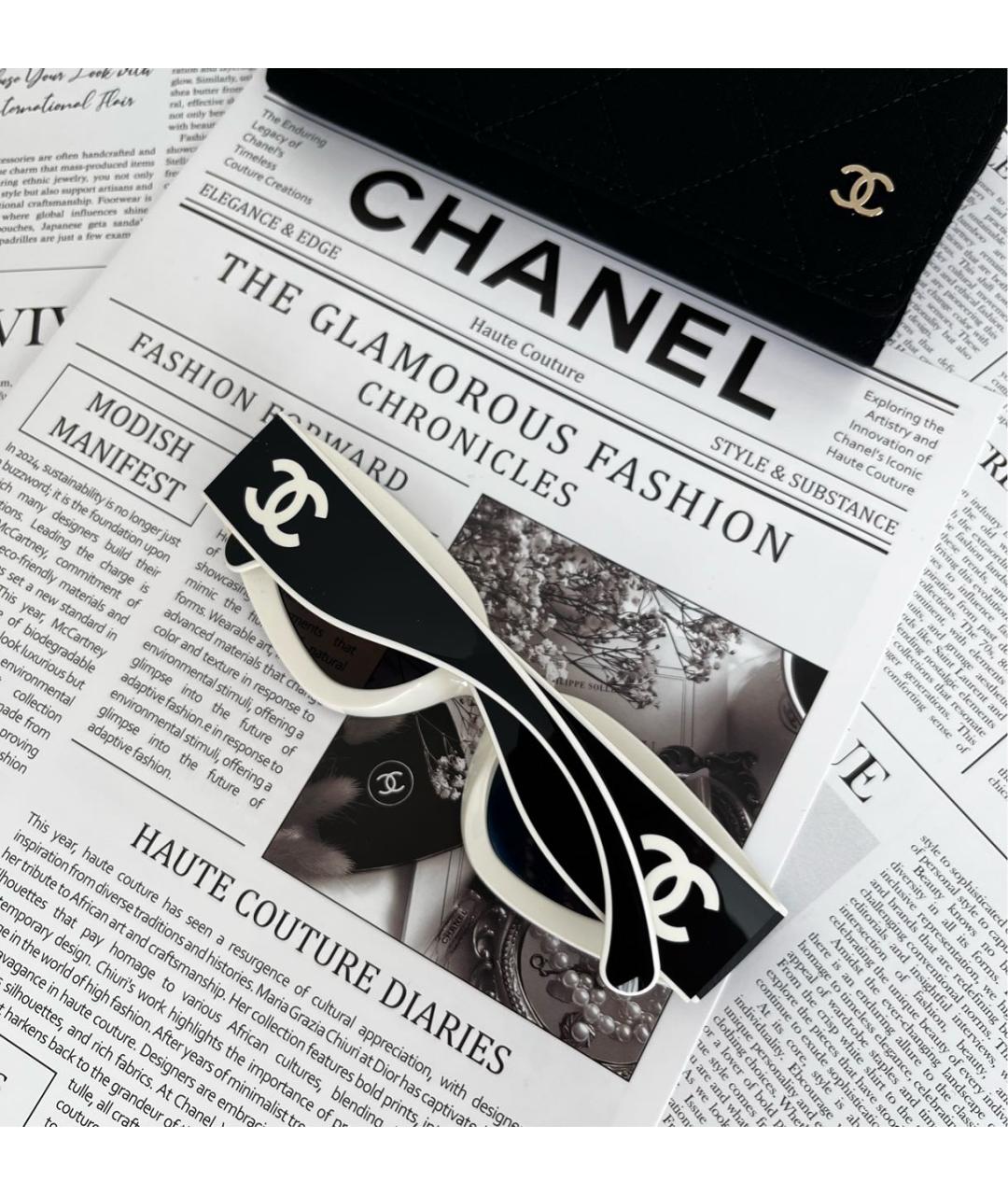 CHANEL Черные пластиковые солнцезащитные очки, фото 3