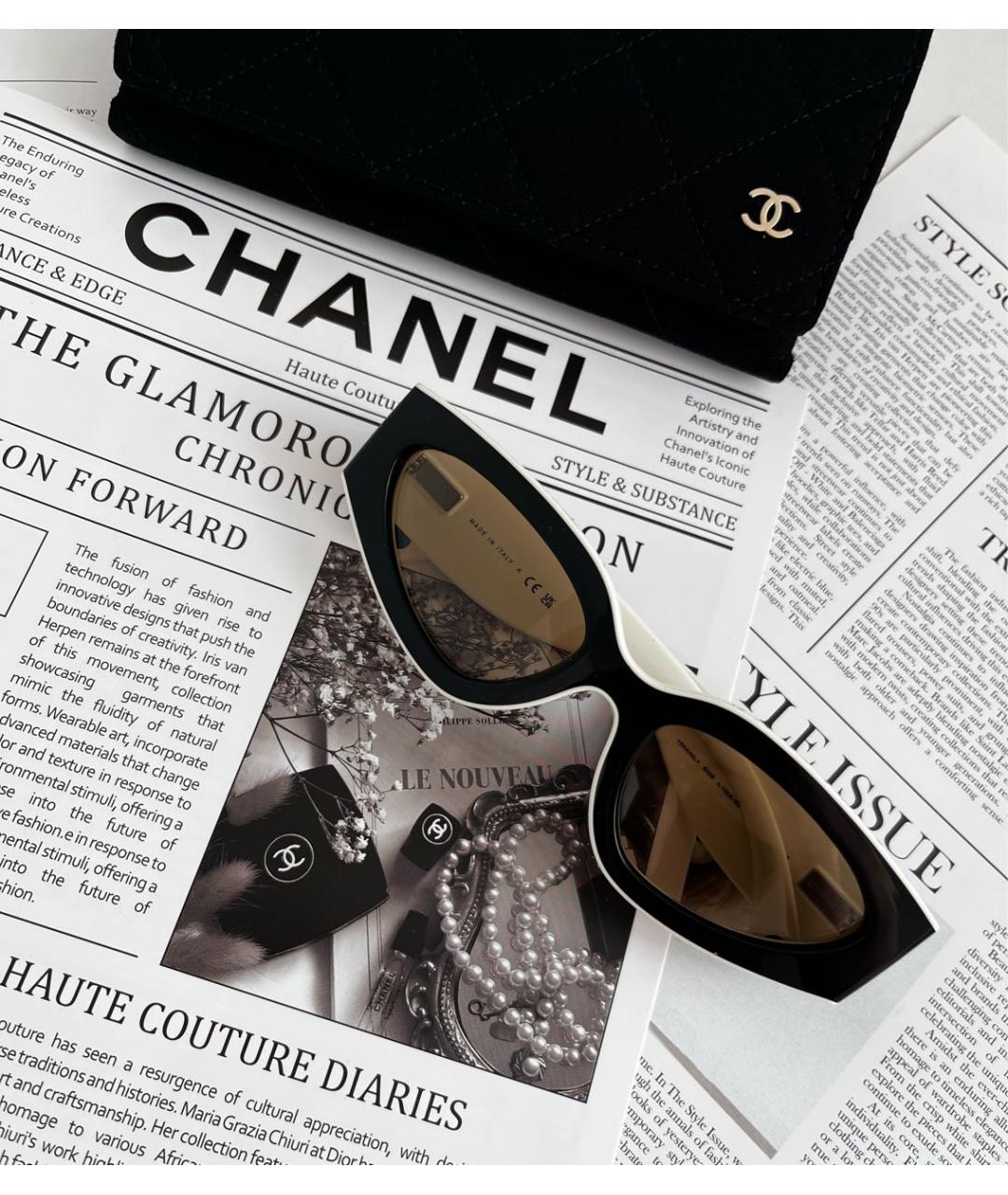 CHANEL Черные пластиковые солнцезащитные очки, фото 2