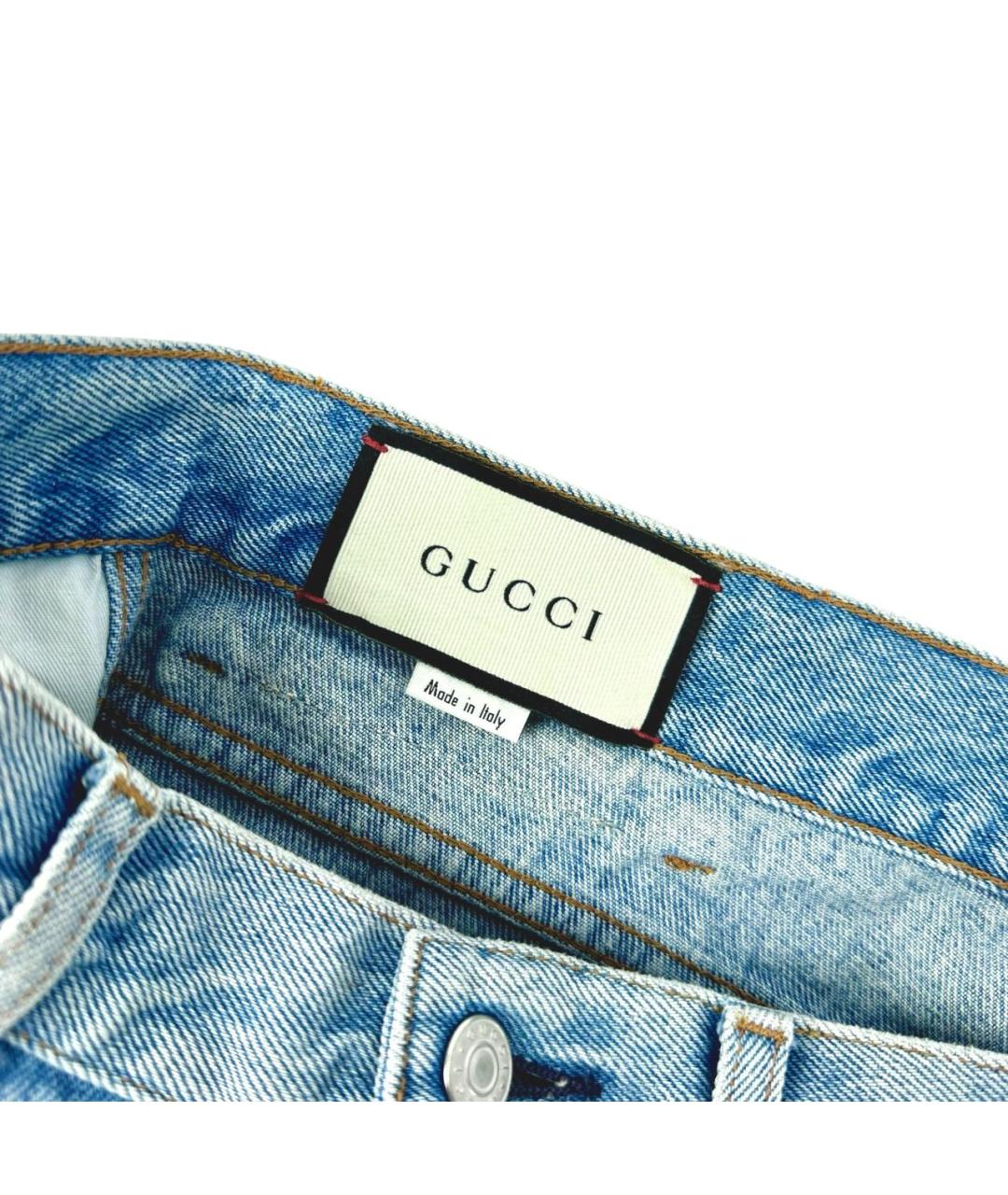 GUCCI Голубые хлопковые джинсы скинни, фото 4