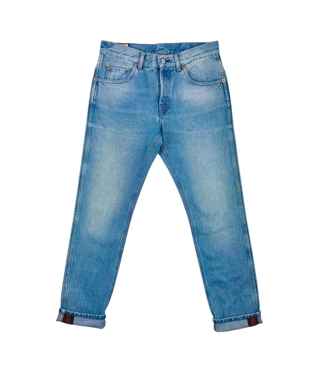 GUCCI Голубые хлопковые джинсы скинни, фото 9