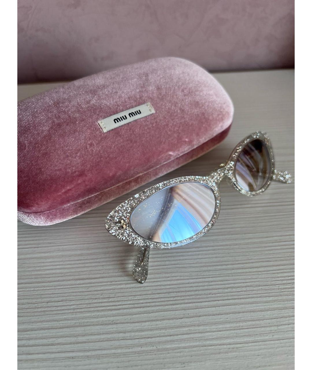 MIU MIU Серебряные пластиковые солнцезащитные очки, фото 5