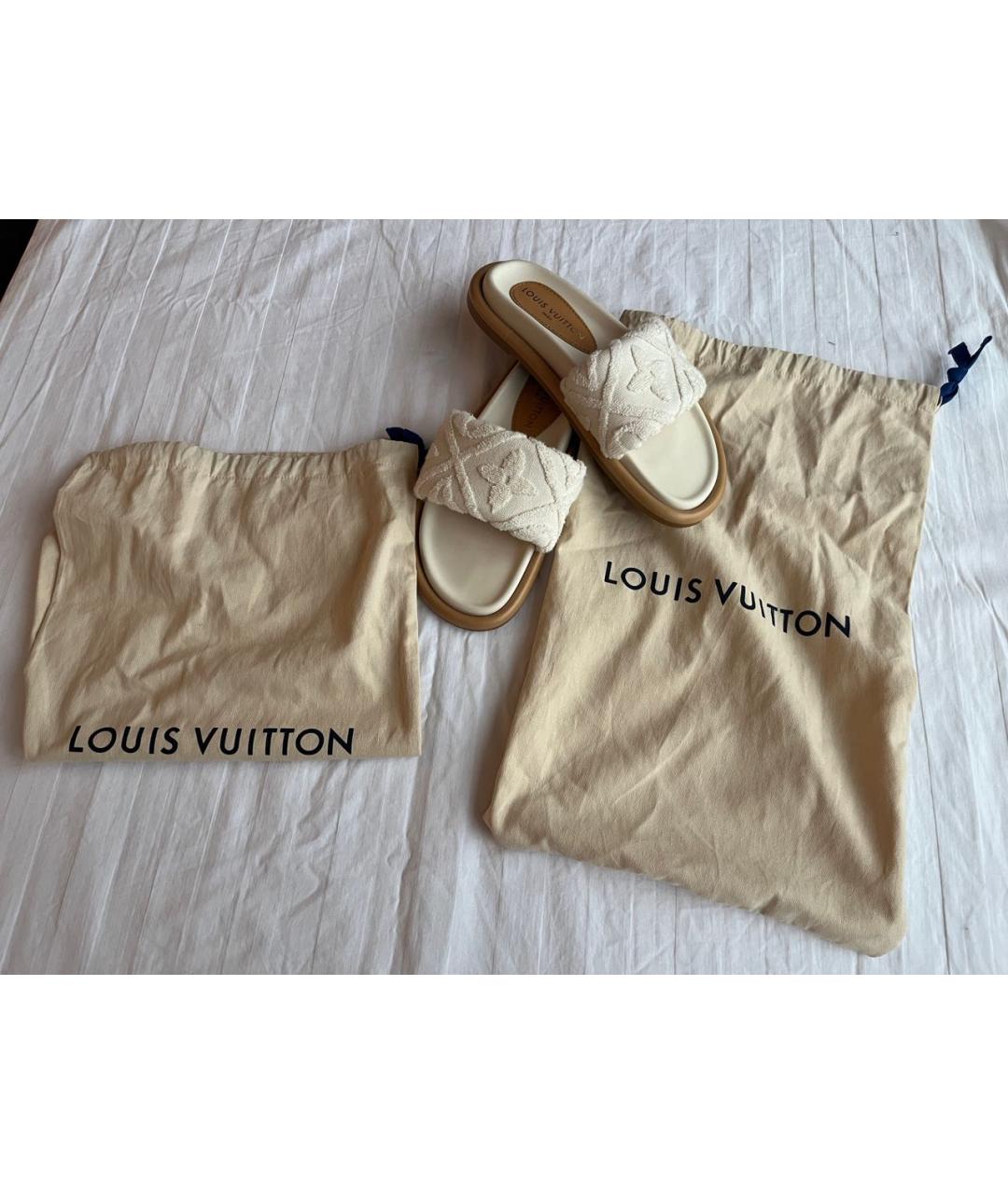 LOUIS VUITTON Белые резиновые шлепанцы, фото 6