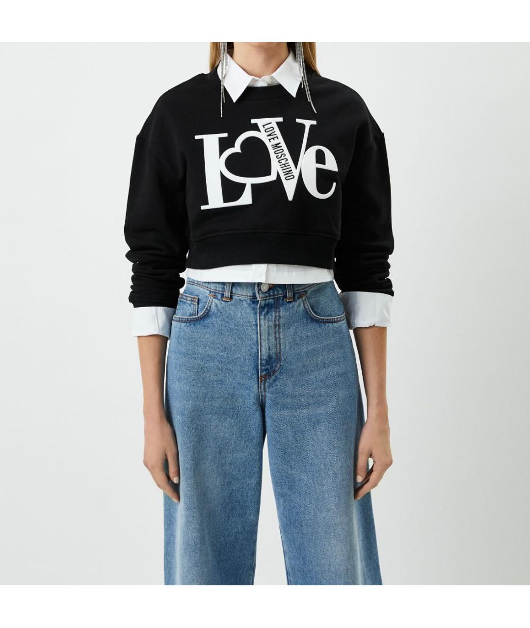 LOVE MOSCHINO Черный хлопковый джемпер / свитер, фото 7