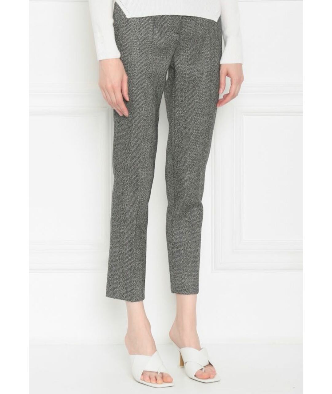 ERMANNO SCERVINO Серые шерстяные брюки узкие, фото 3
