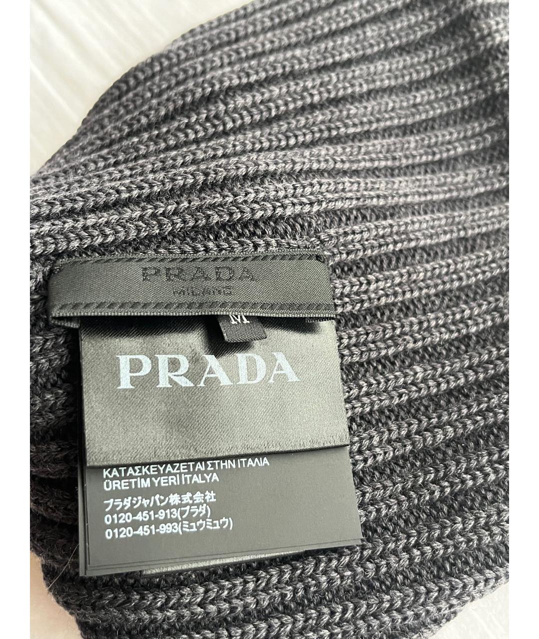 PRADA Антрацитовая шерстяная шапка, фото 3