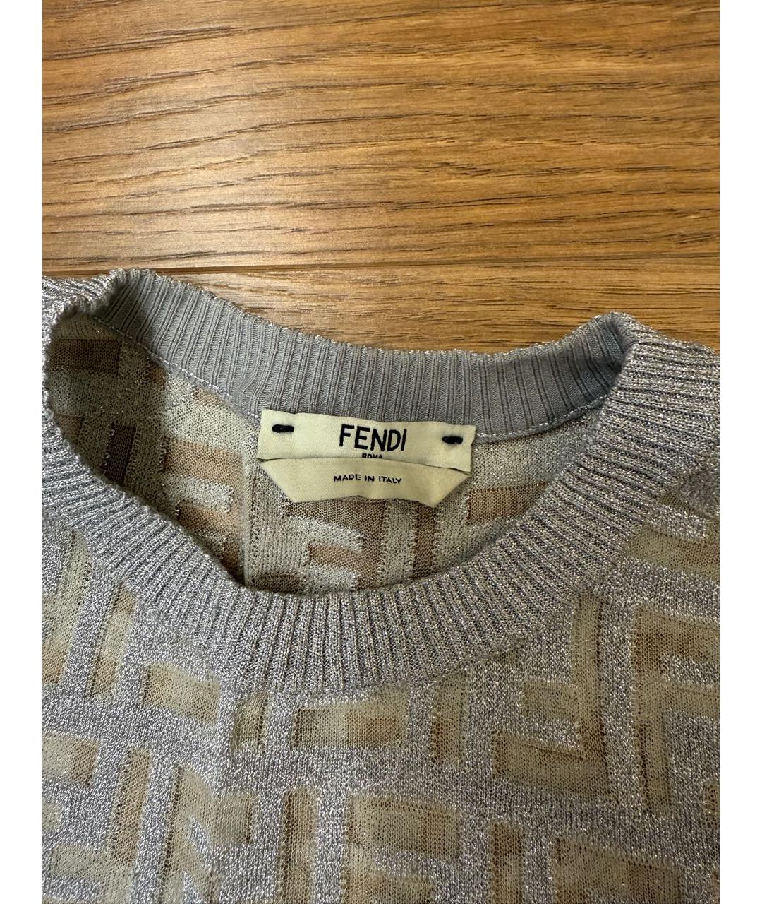 FENDI Серебряное вискозное коктейльное платье, фото 3
