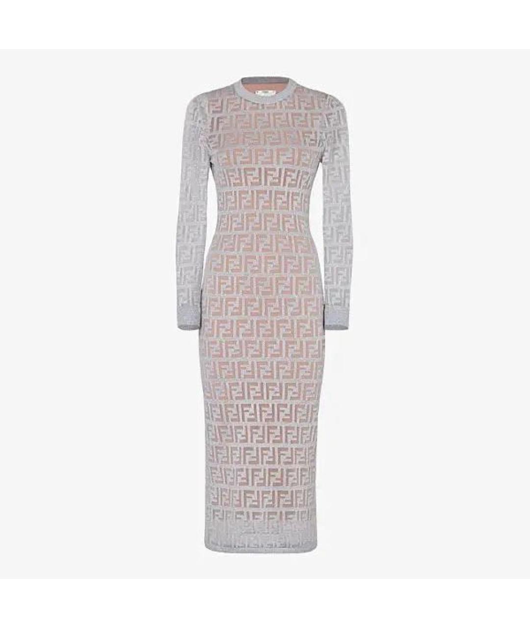 FENDI Серебряное вискозное коктейльное платье, фото 8