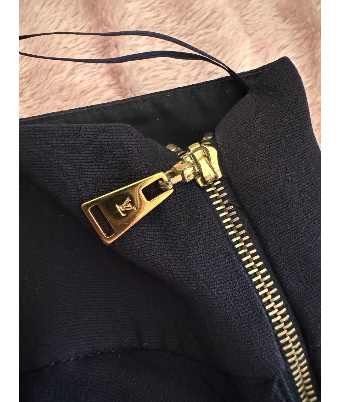 LOUIS VUITTON Темно-синяя шелковая юбка мини, фото 4
