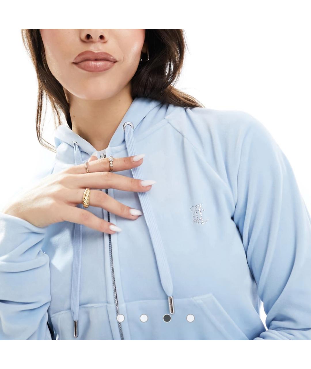JUICY COUTURE Голубой велюровый костюм с брюками, фото 3