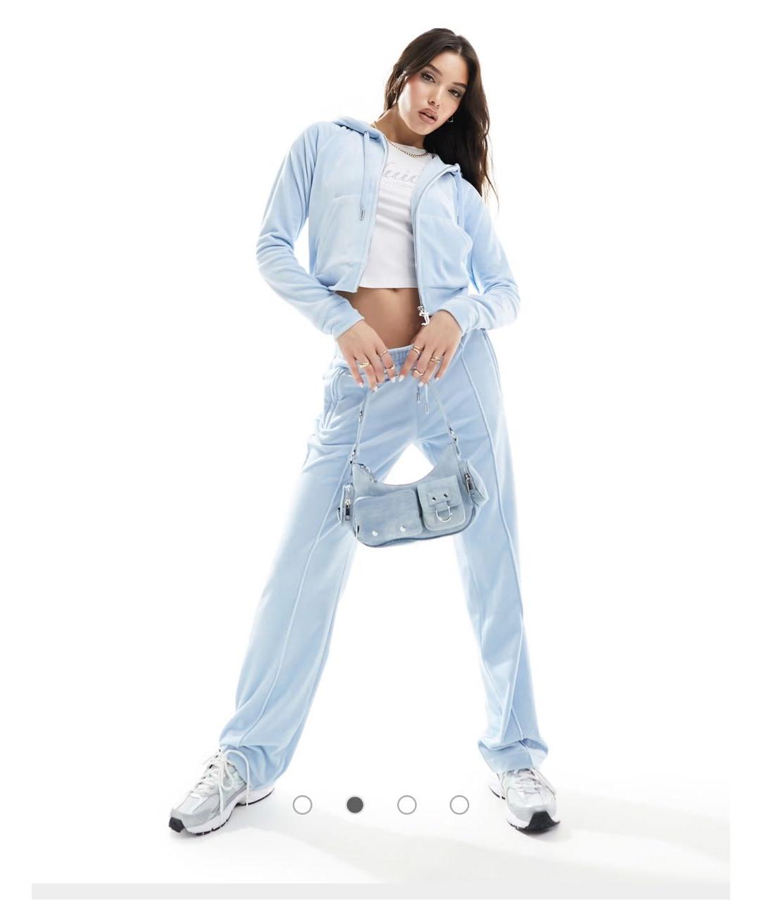 JUICY COUTURE Голубой велюровый костюм с брюками, фото 5
