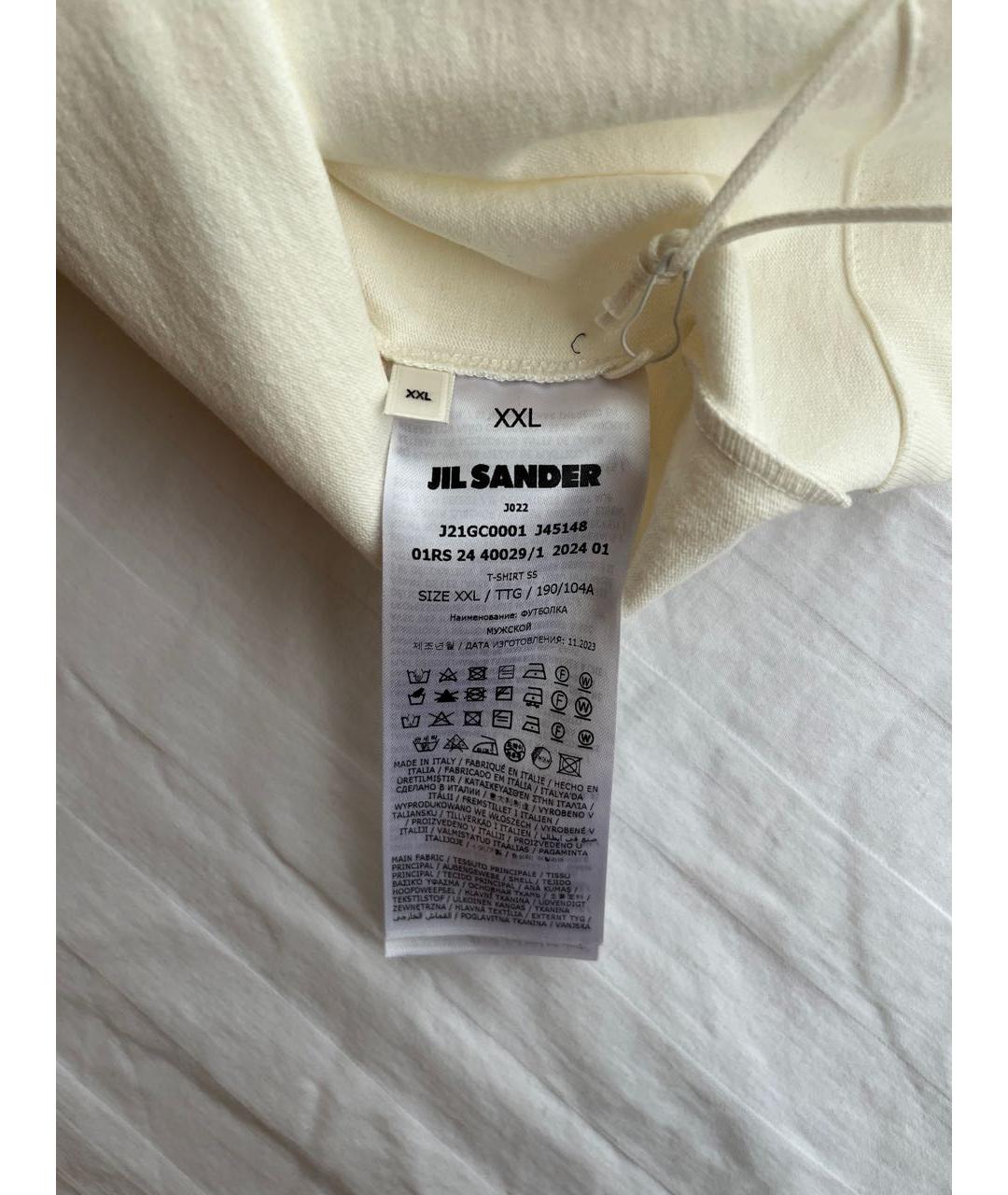 JIL SANDER Белая хлопковая футболка, фото 4