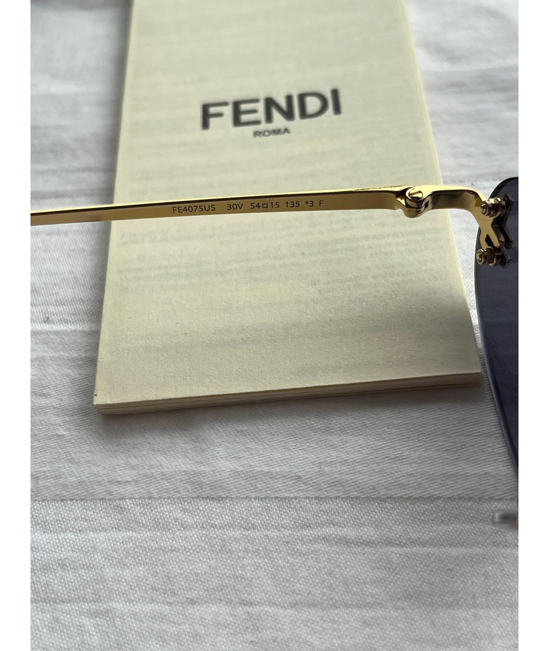 FENDI Золотые металлические солнцезащитные очки, фото 5