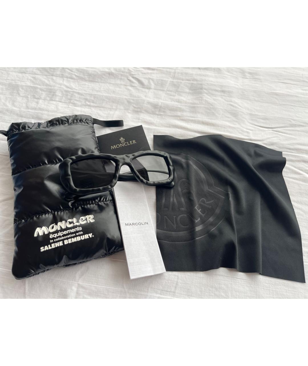 MONCLER Черные пластиковые солнцезащитные очки, фото 2