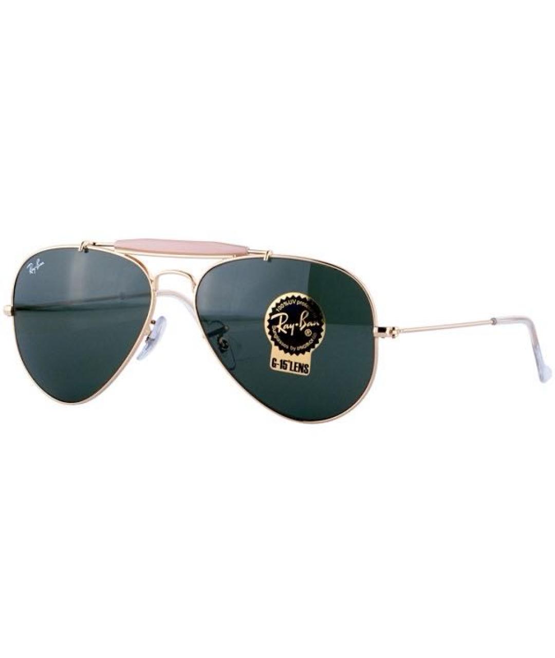 RAY BAN Золотые металлические солнцезащитные очки, фото 2