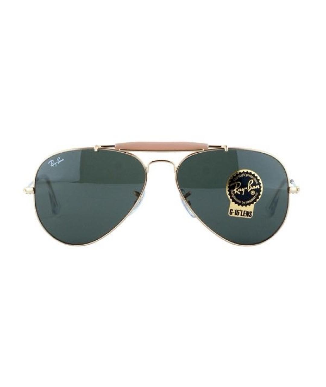 RAY BAN Золотые металлические солнцезащитные очки, фото 1