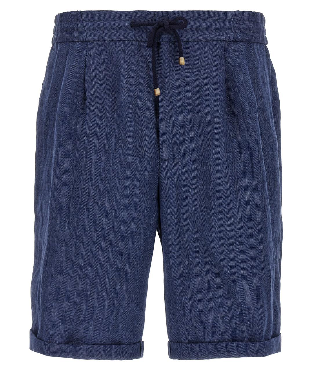 BRUNELLO CUCINELLI Синие льняные шорты, фото 1