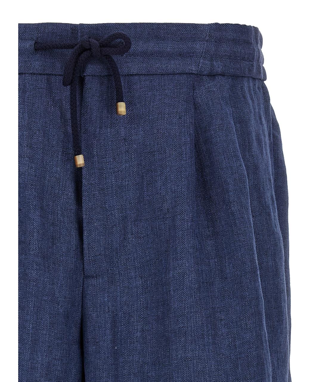 BRUNELLO CUCINELLI Синие льняные шорты, фото 3