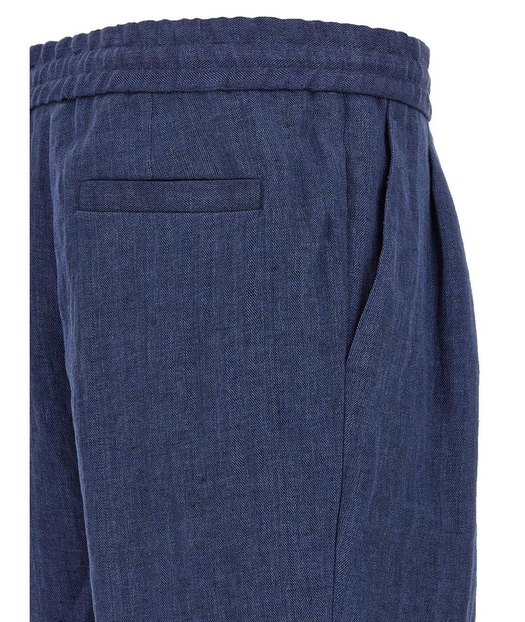 BRUNELLO CUCINELLI Синие льняные шорты, фото 4