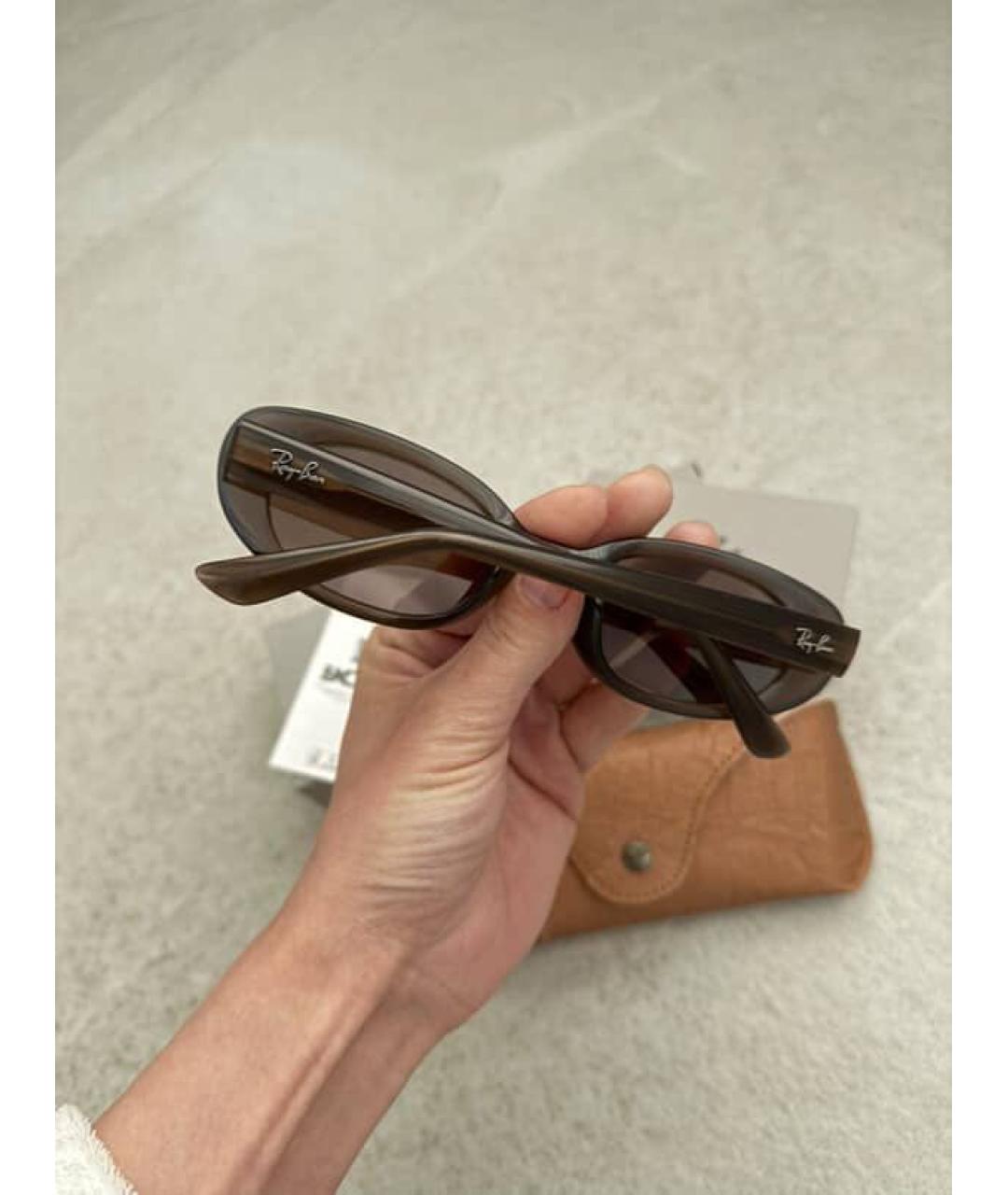 RAY BAN Коричневые пластиковые солнцезащитные очки, фото 5