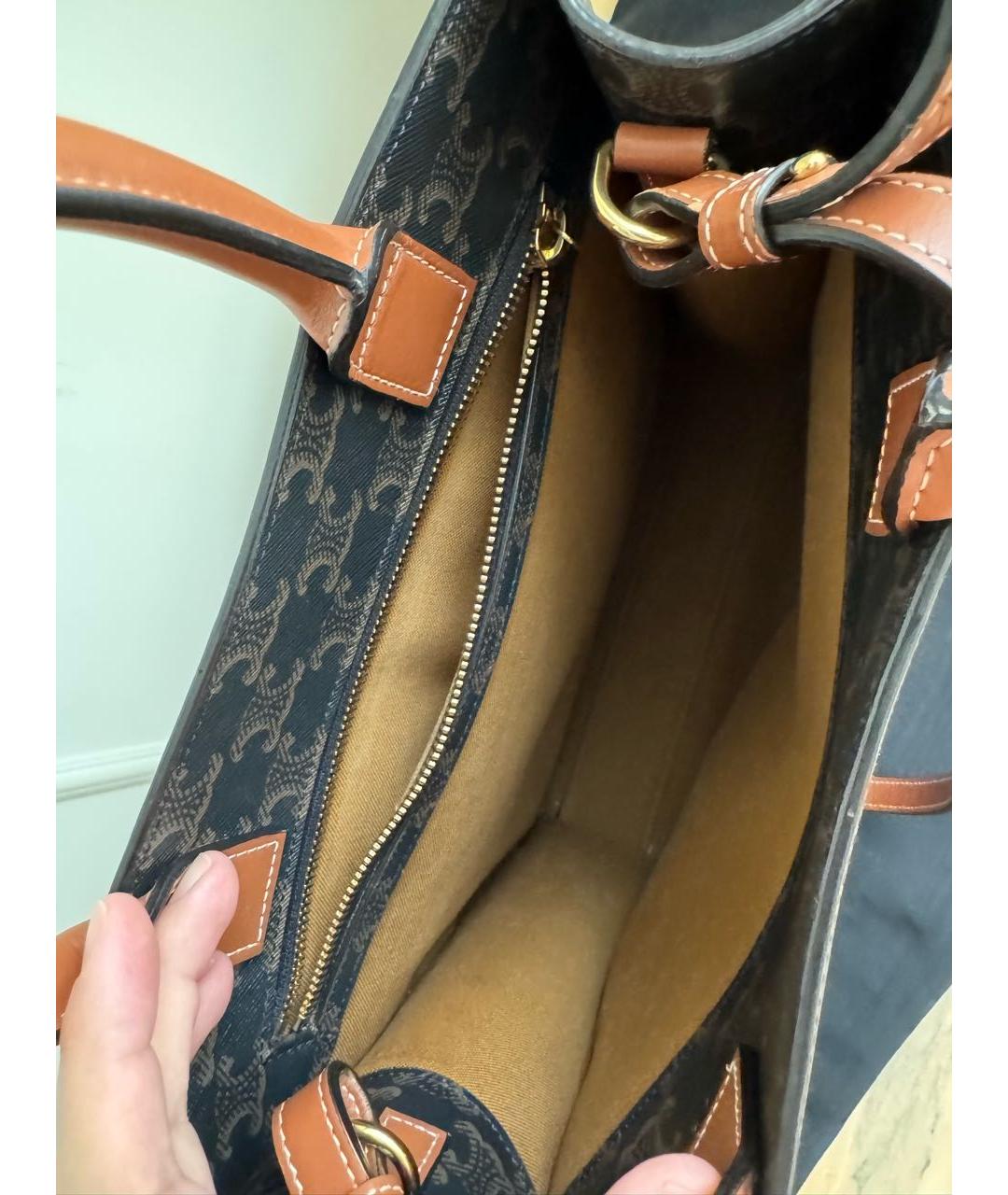 CELINE Коричневая кожаная сумка тоут, фото 4
