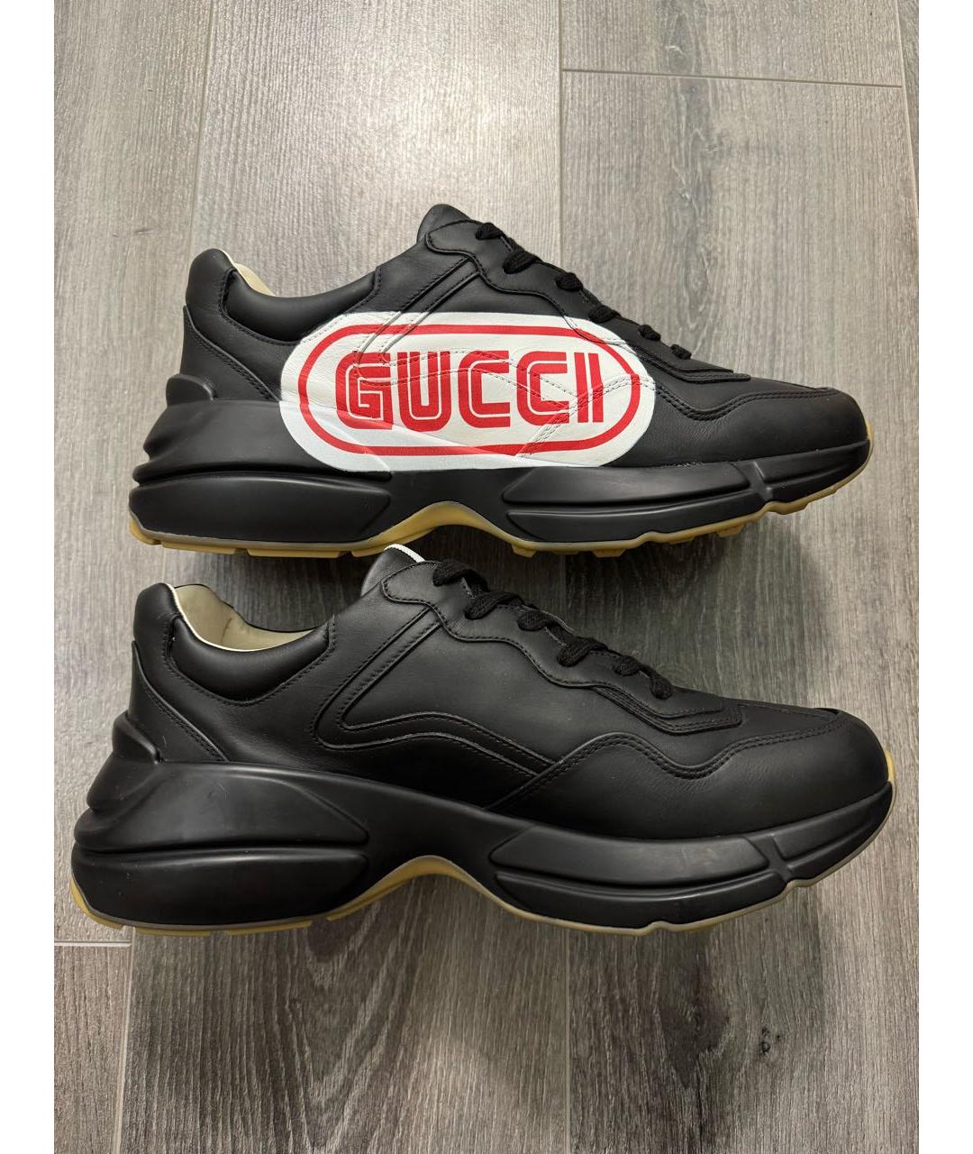 GUCCI Черные кожаные высокие кроссовки / кеды, фото 5