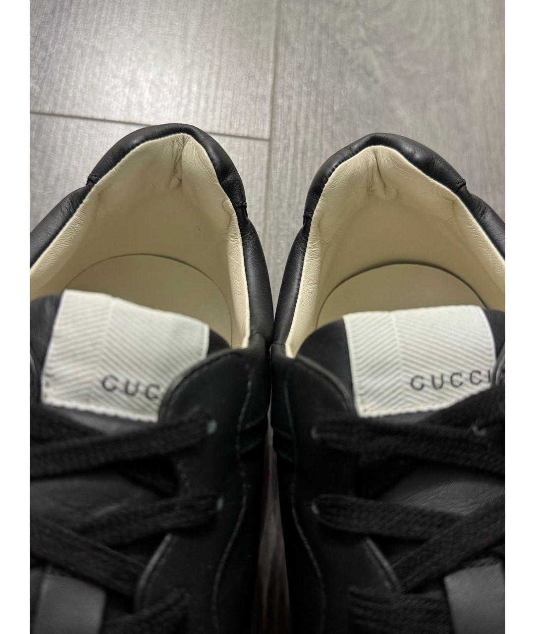 GUCCI Черные кожаные высокие кроссовки / кеды, фото 7