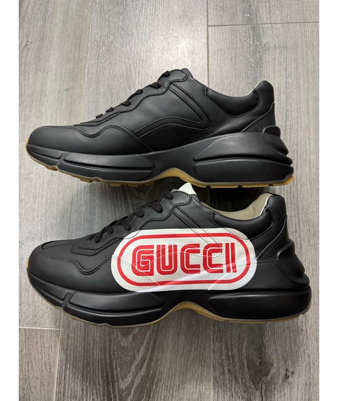GUCCI Черные кожаные высокие кроссовки / кеды, фото 9