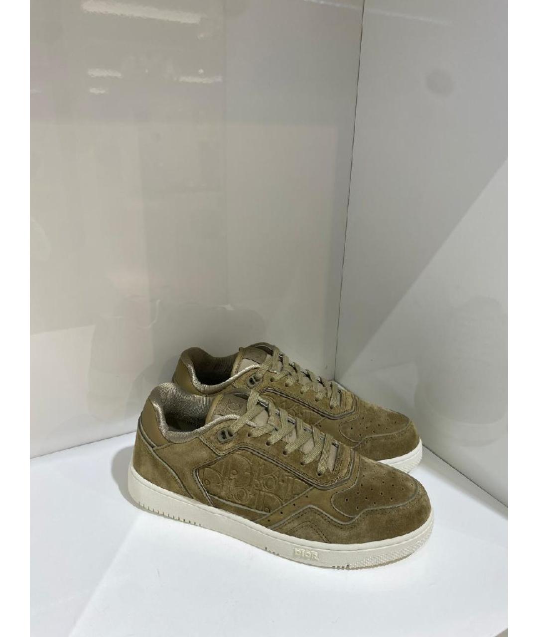 CHRISTIAN DIOR Бежевые замшевые низкие кроссовки / кеды, фото 2