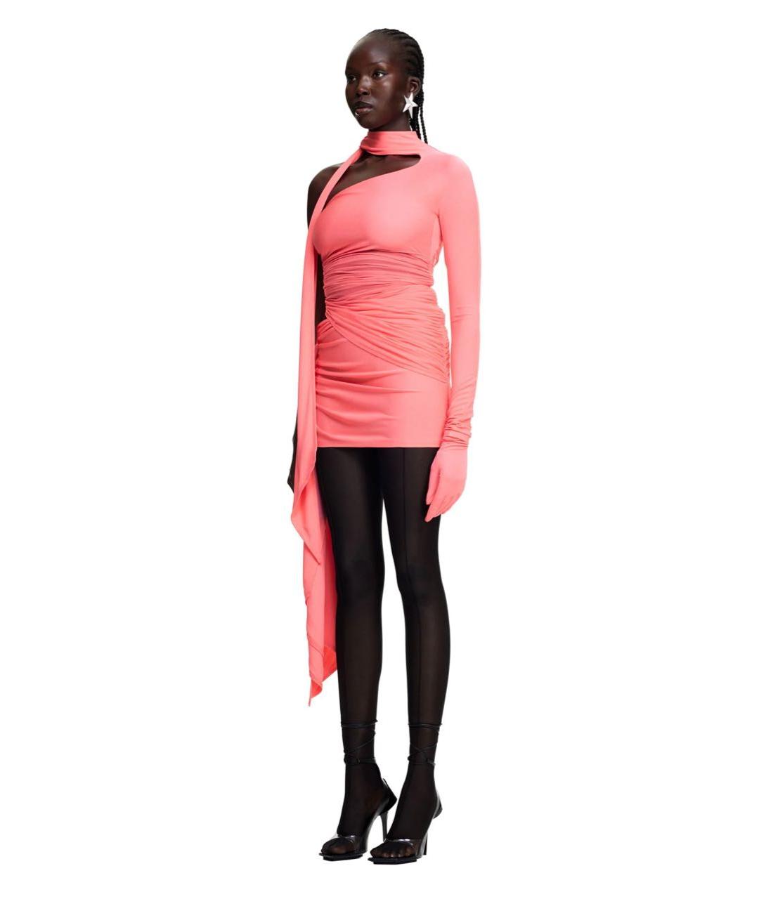 MUGLER Розовое вискозное коктейльное платье, фото 4