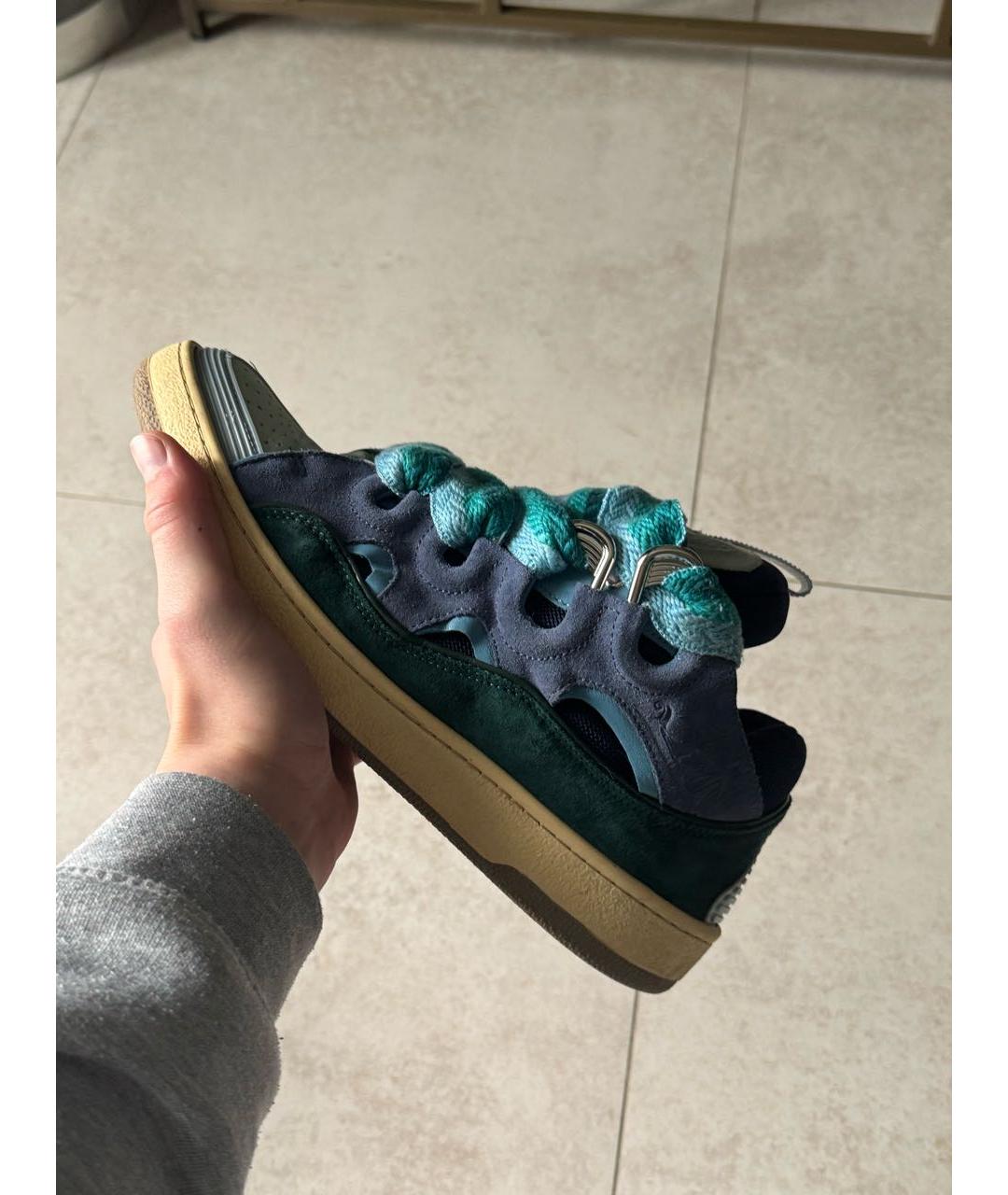 LANVIN Бирюзовые низкие кроссовки / кеды из искусственной кожи, фото 6