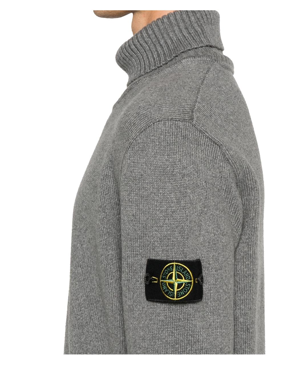 STONE ISLAND Серый хлопковый джемпер / свитер, фото 3