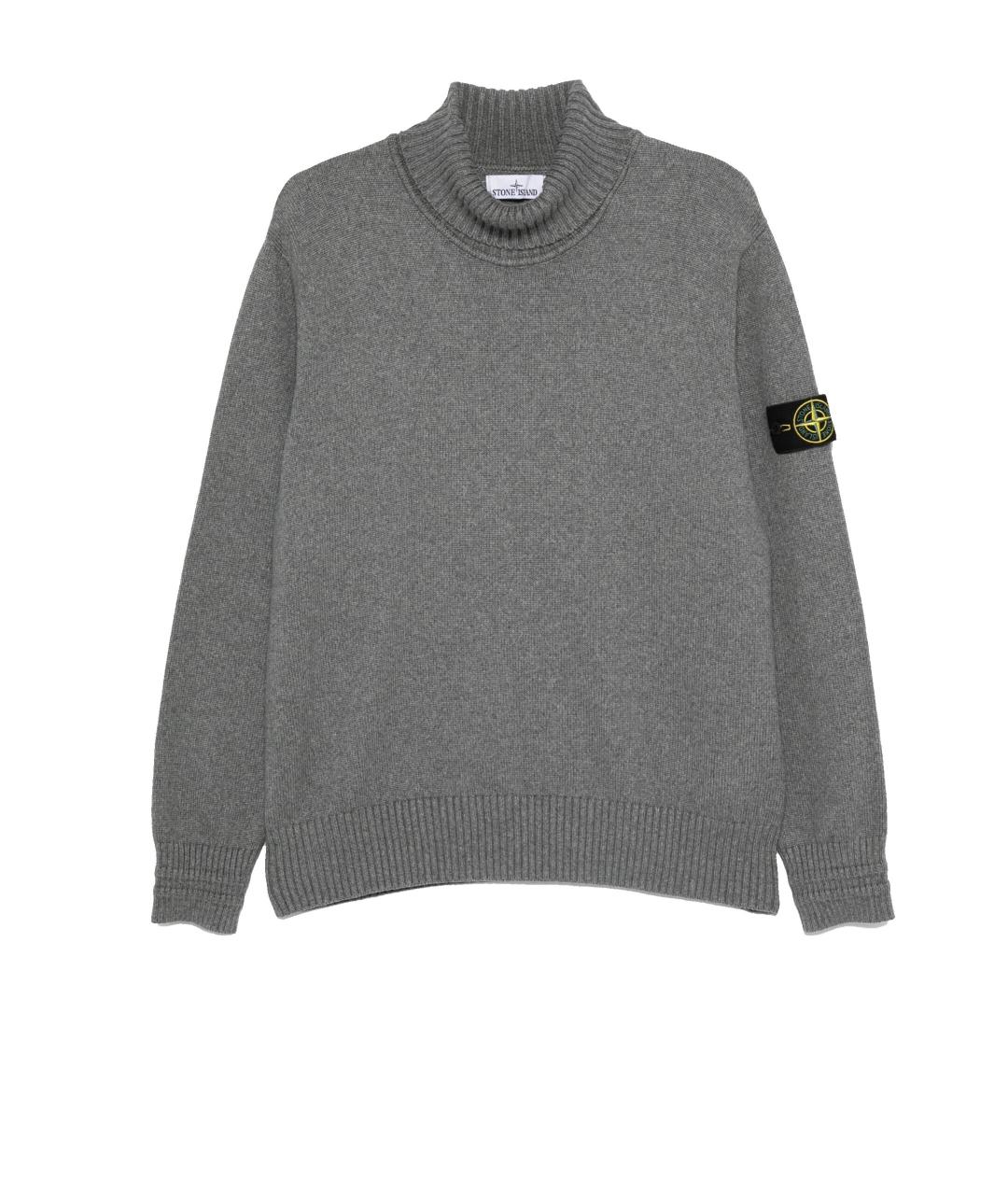 STONE ISLAND Серый хлопковый джемпер / свитер, фото 4