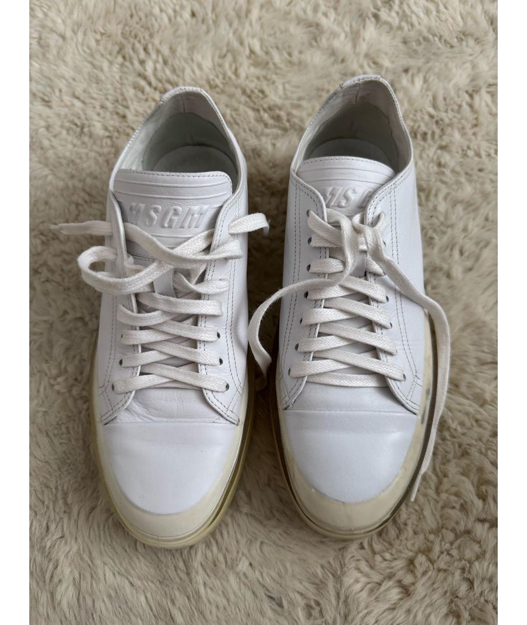 MSGM Белые кроссовки из экзотической кожи, фото 2