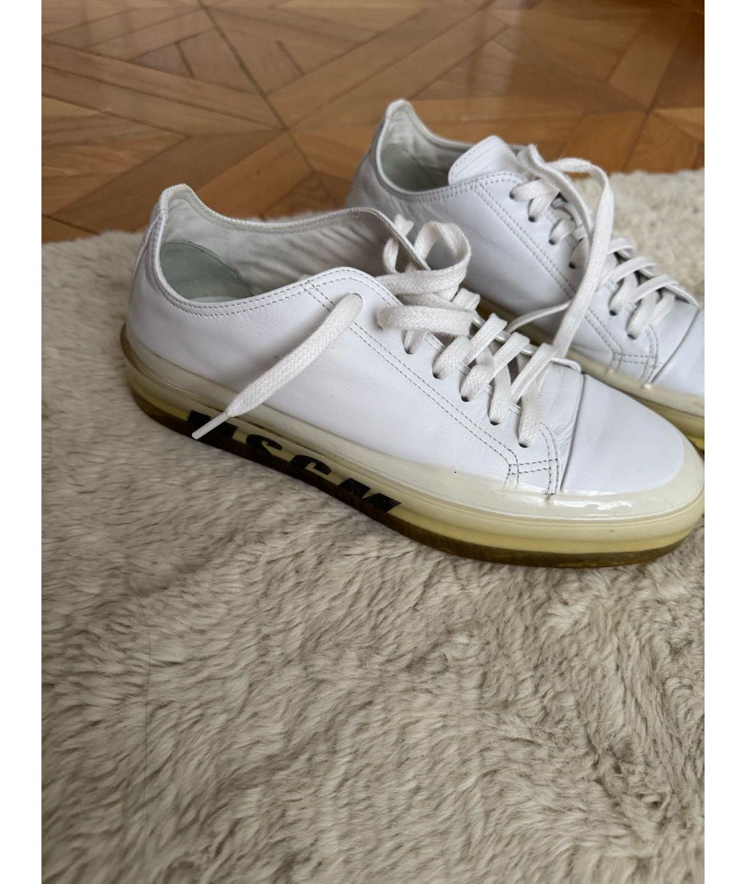 MSGM Белые кроссовки из экзотической кожи, фото 4