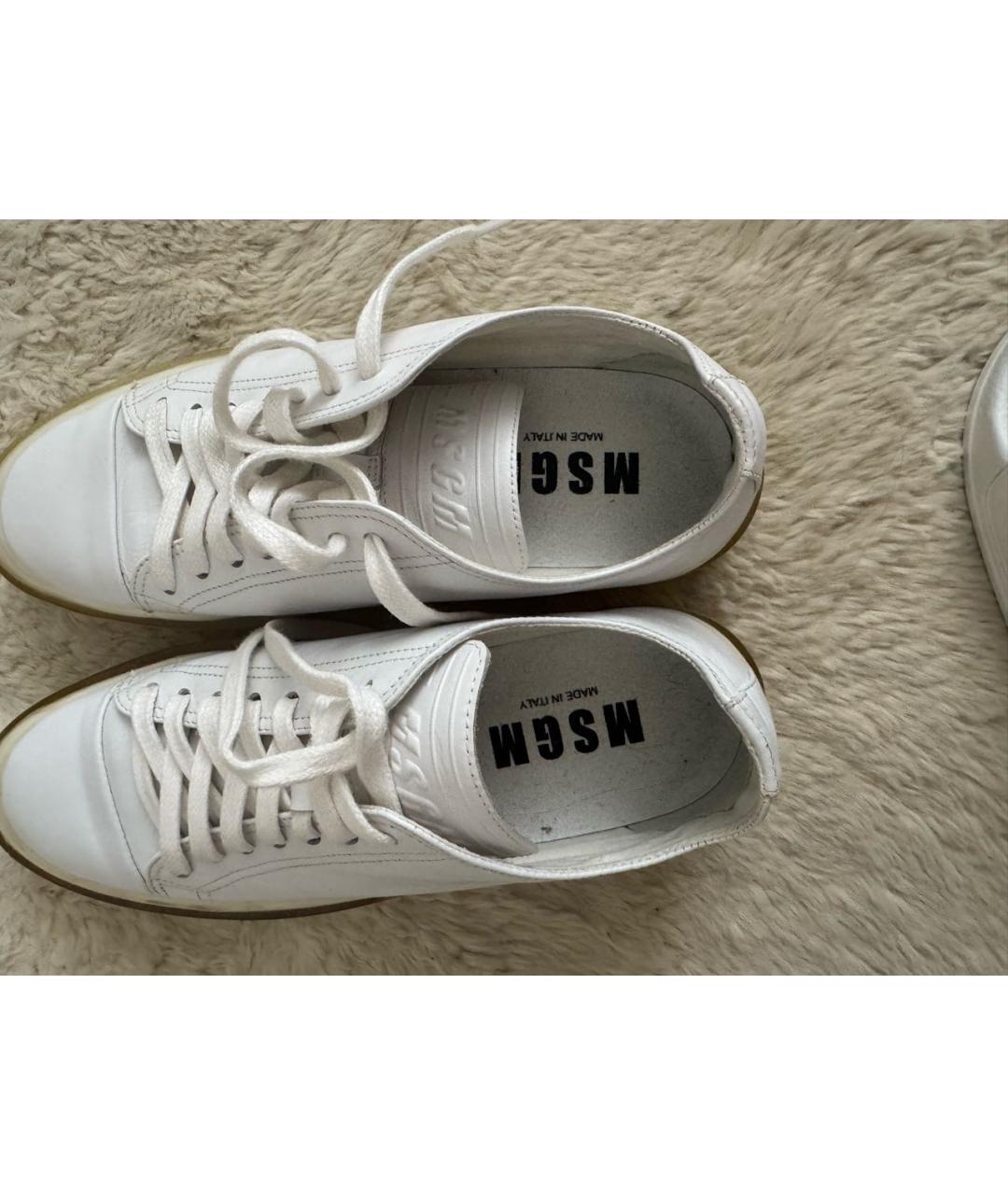 MSGM Белые кроссовки из экзотической кожи, фото 3