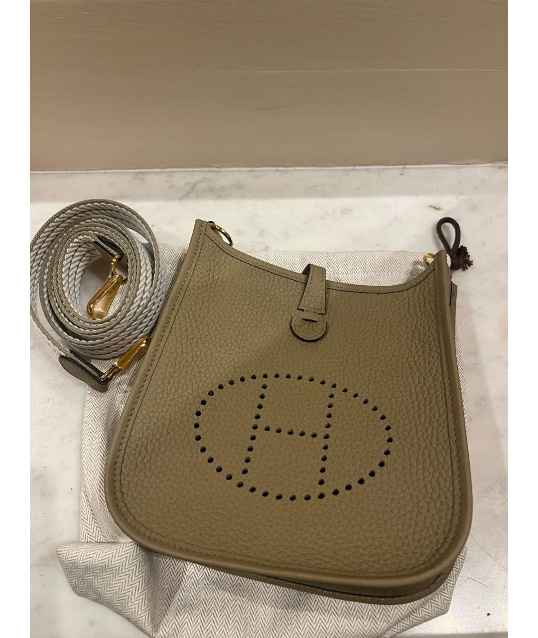 HERMES Бежевая кожаная сумка через плечо, фото 2