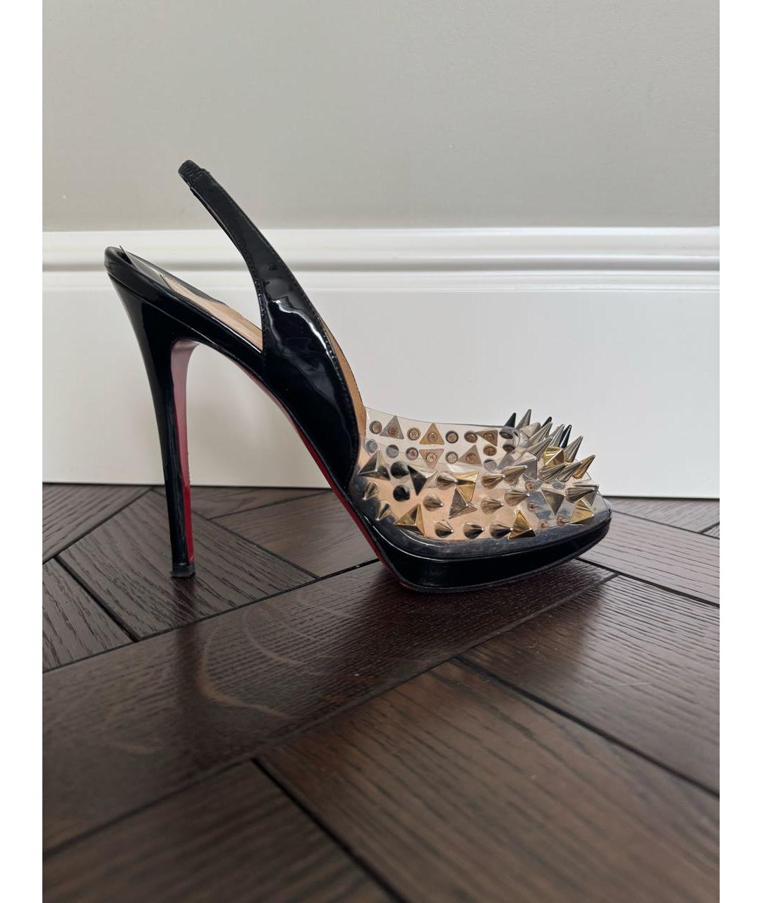 CHRISTIAN LOUBOUTIN Черные босоножки из лакированной кожи, фото 7