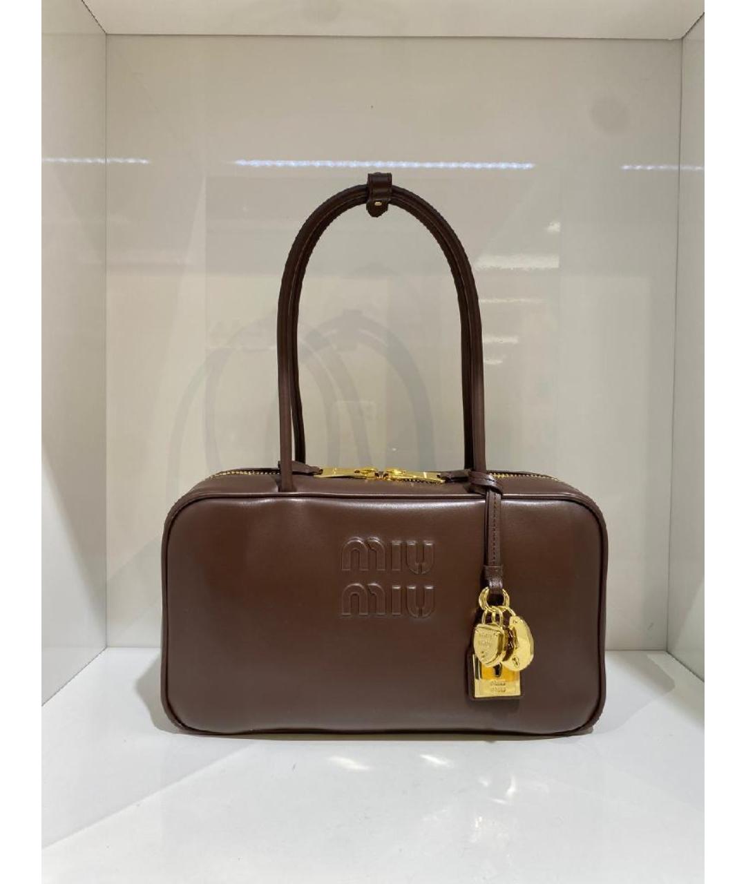 MIU MIU Коричневая кожаная сумка тоут, фото 3