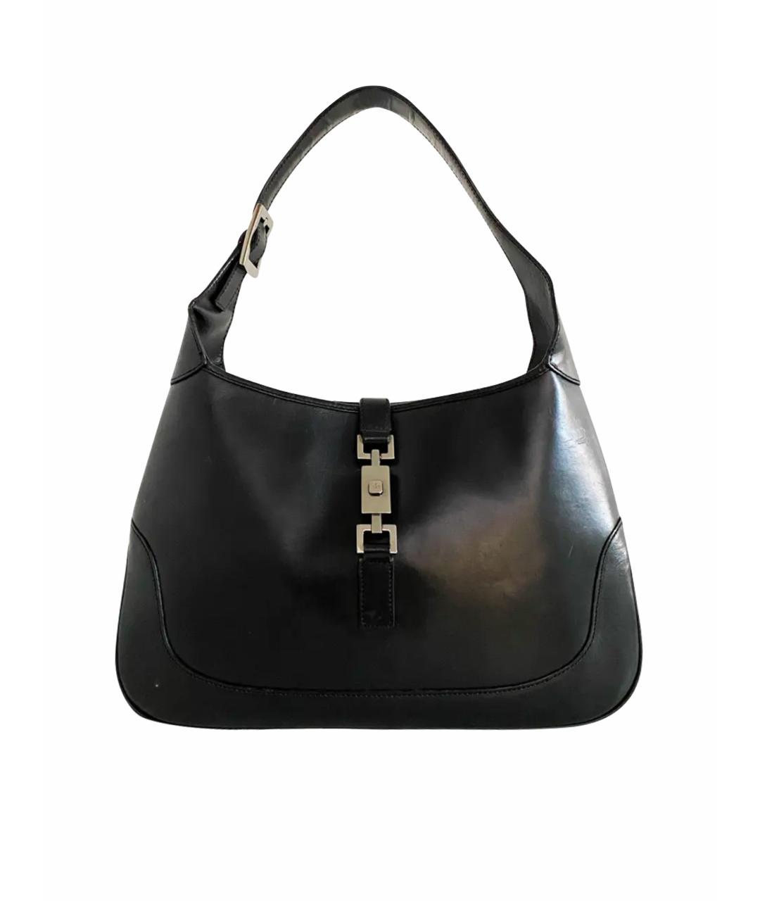 GUCCI Черная кожаная сумка с короткими ручками, фото 1