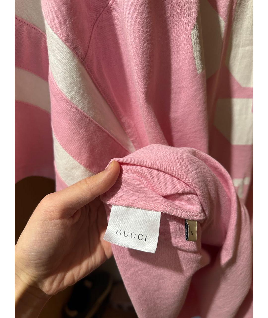 GUCCI Розовая хлопковая футболка, фото 4