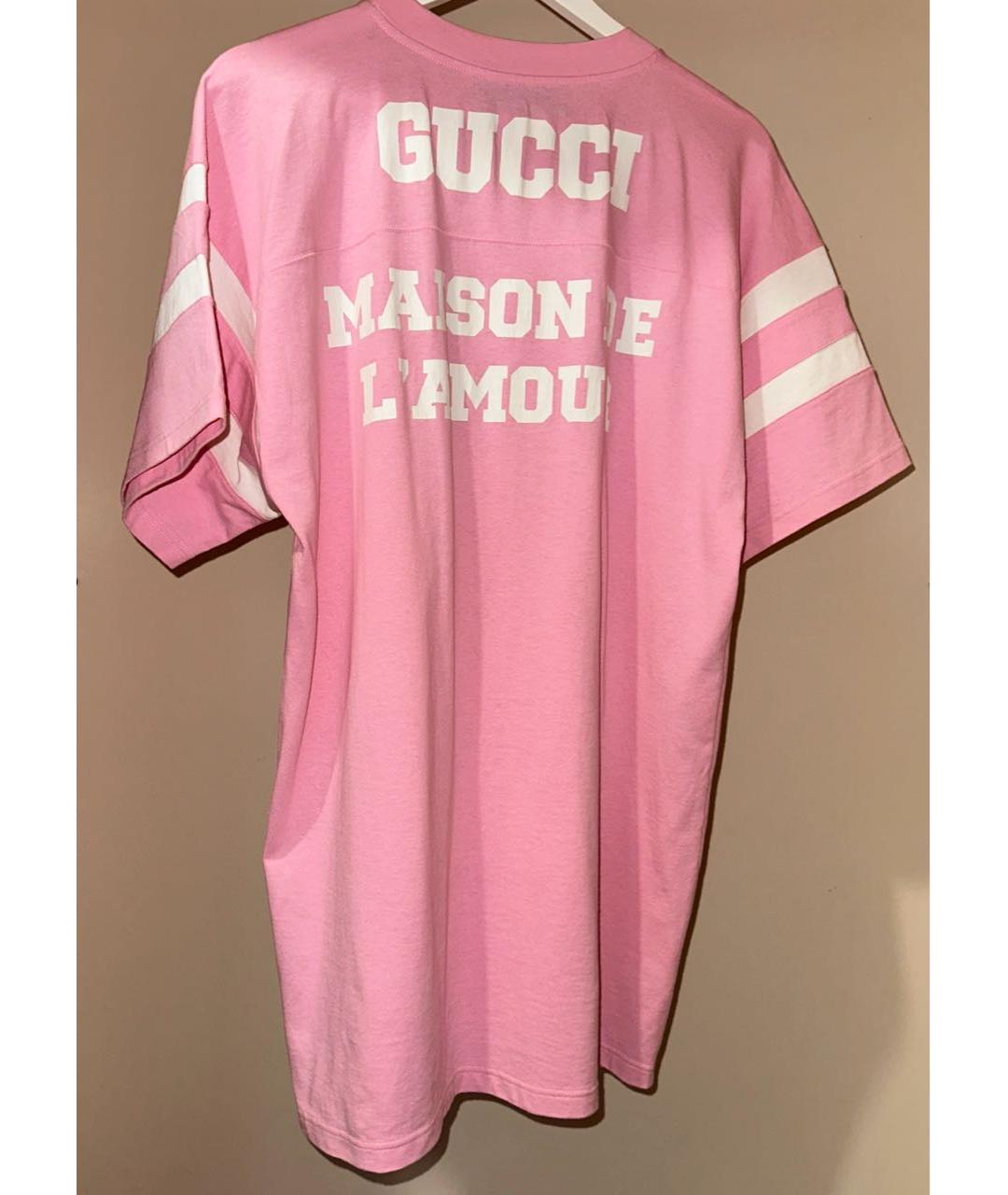 GUCCI Розовая хлопковая футболка, фото 2