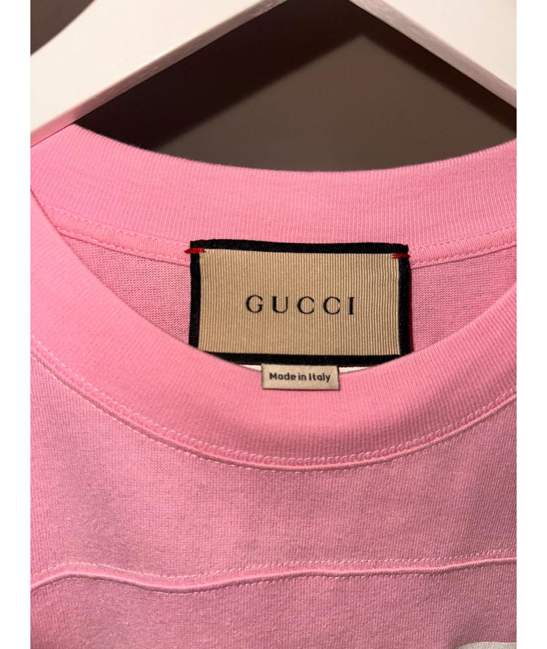 GUCCI Розовая хлопковая футболка, фото 3